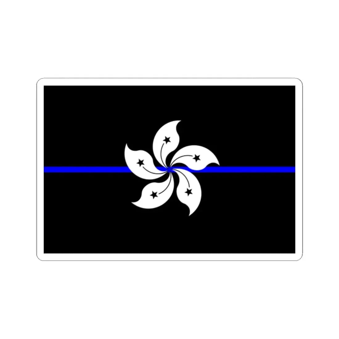 Thin Blue Line Flag Hong Kong (China) STICKER Vinyl Kiss-Cut Decal 2 Inch White - The Sticker Space