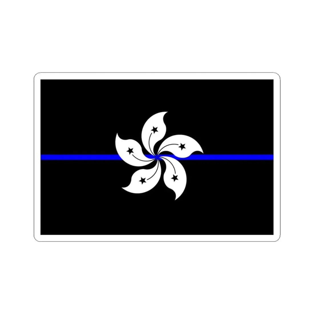 Thin Blue Line Flag Hong Kong (China) STICKER Vinyl Kiss-Cut Decal 3 Inch White - The Sticker Space