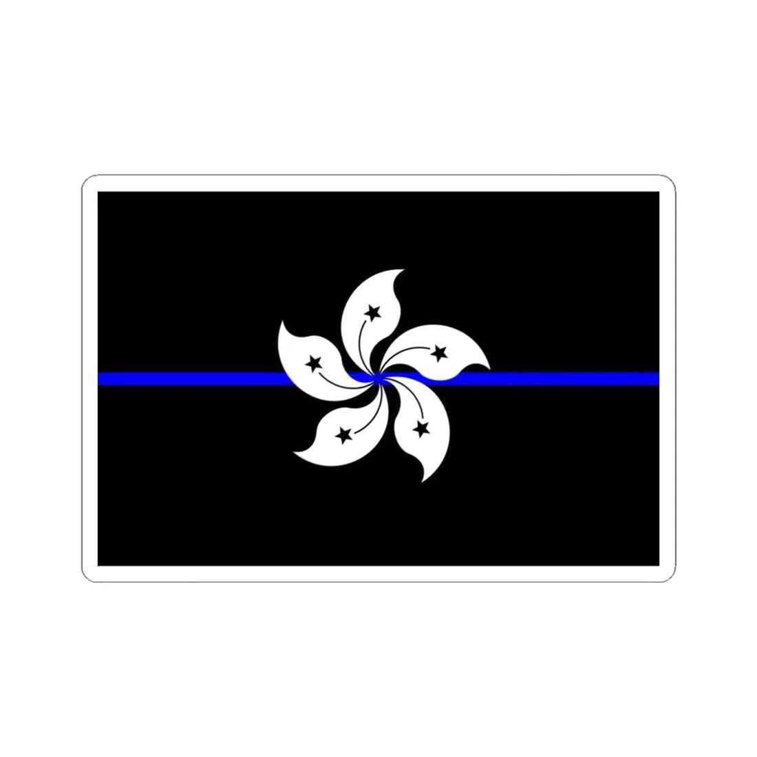 Thin Blue Line Flag Hong Kong (China) STICKER Vinyl Kiss-Cut Decal 4 Inch White - The Sticker Space