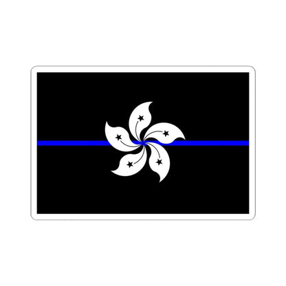 Thin Blue Line Flag Hong Kong (China) STICKER Vinyl Kiss-Cut Decal 4 Inch White - The Sticker Space