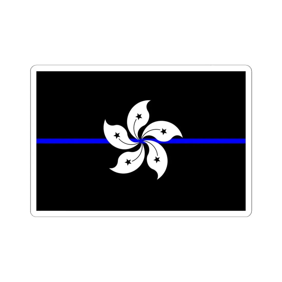Thin Blue Line Flag Hong Kong (China) STICKER Vinyl Kiss-Cut Decal 6 Inch White - The Sticker Space