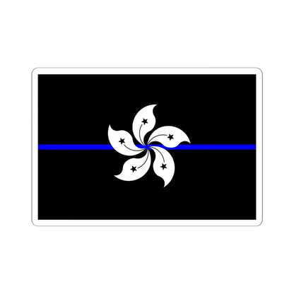 Thin Blue Line Flag Hong Kong (China) STICKER Vinyl Kiss-Cut Decal 6 Inch White - The Sticker Space