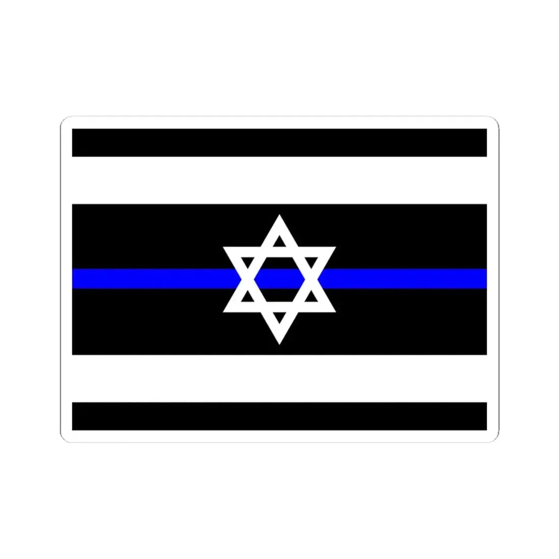 Thin Blue Line Flag Israel (Israel) STICKER Vinyl Kiss-Cut Decal 4 Inch White - The Sticker Space