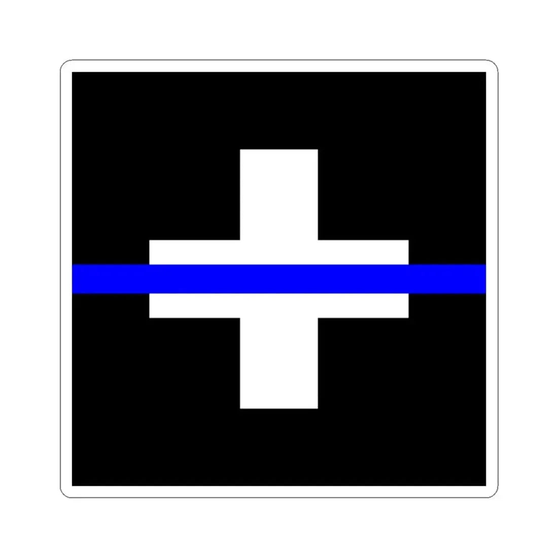 Thin Blue Line Flag Switzerland (Switzerland) STICKER Vinyl Kiss-Cut Decal 4 Inch White - The Sticker Space