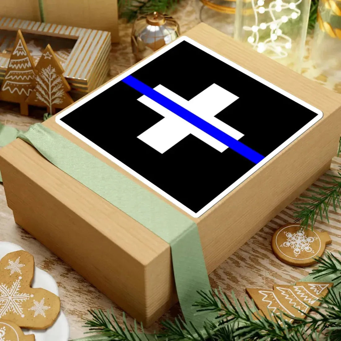 Thin Blue Line Flag Switzerland (Switzerland) STICKER Vinyl Kiss-Cut Decal - The Sticker Space