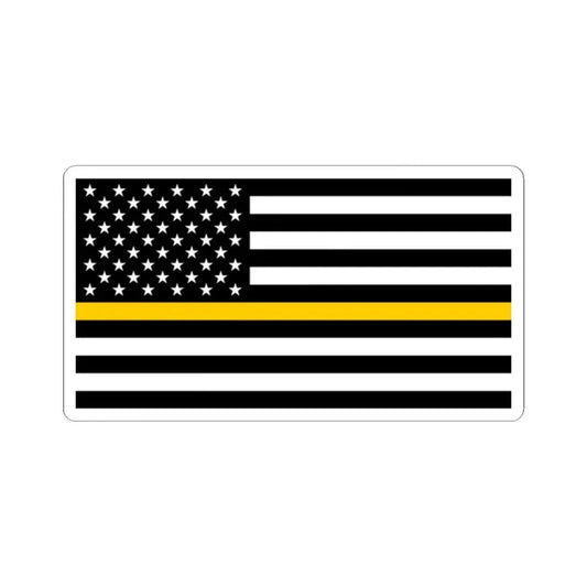 Thin Gold Line Flag United States (United States) STICKER Vinyl Kiss-Cut Decal 2 Inch White - The Sticker Space