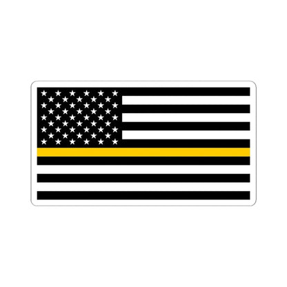 Thin Gold Line Flag United States (United States) STICKER Vinyl Kiss-Cut Decal 4 Inch White - The Sticker Space