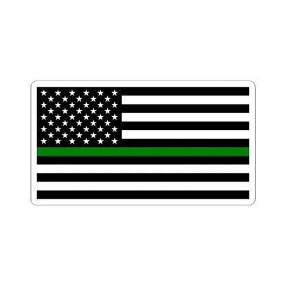 Thin Green Line Flag United States (United States) STICKER Vinyl Kiss-Cut Decal 4 Inch White - The Sticker Space