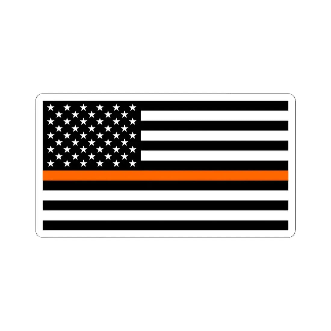 Thin Orange Line Flag United States (United States) STICKER Vinyl Kiss-Cut Decal 4 Inch White - The Sticker Space