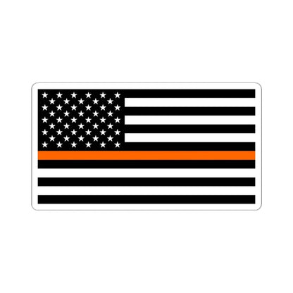 Thin Orange Line Flag United States (United States) STICKER Vinyl Kiss-Cut Decal 4 Inch White - The Sticker Space