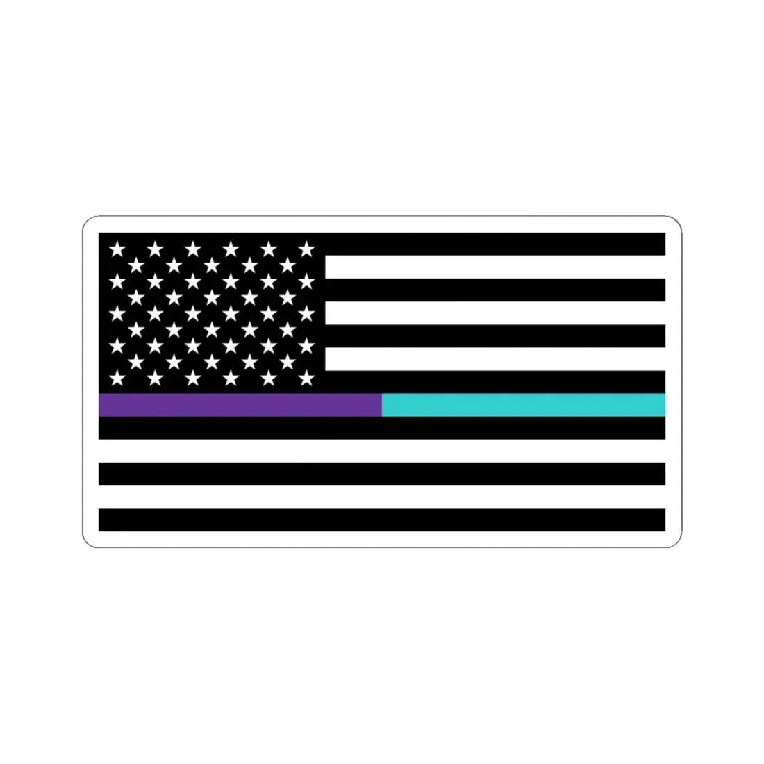 Thin Purple-Teal Line Flag United States (United States) STICKER Vinyl Kiss-Cut Decal 6 Inch White - The Sticker Space