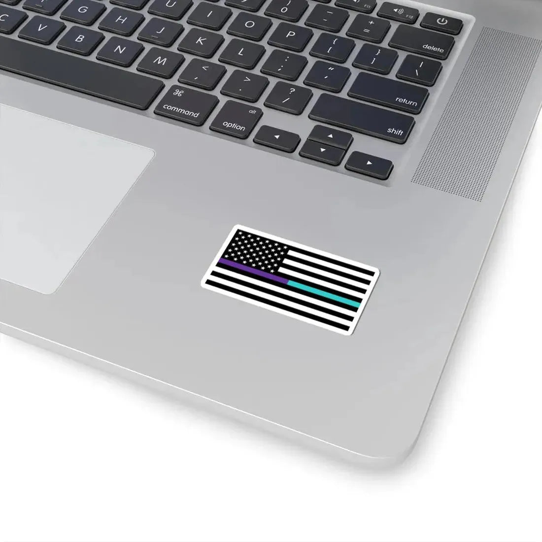 Thin Purple-Teal Line Flag United States (United States) STICKER Vinyl Kiss-Cut Decal - The Sticker Space