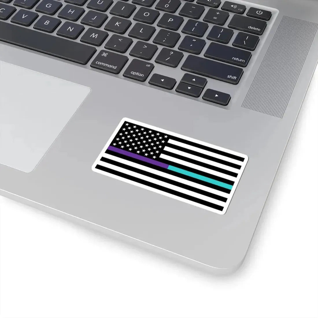 Thin Purple-Teal Line Flag United States (United States) STICKER Vinyl Kiss-Cut Decal - The Sticker Space