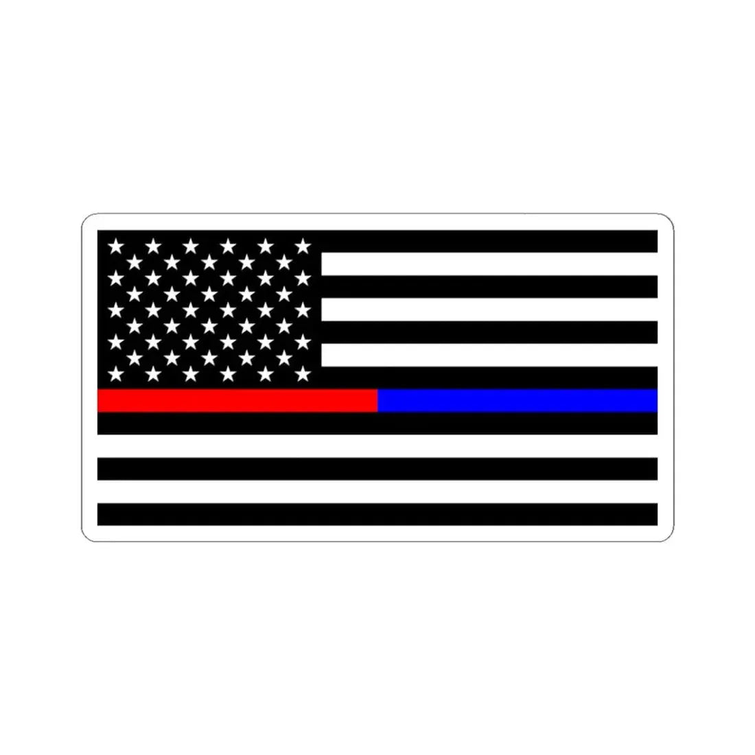 Thin Red-Blue Line Flag United States (United States) STICKER Vinyl Kiss-Cut Decal 3 Inch White - The Sticker Space