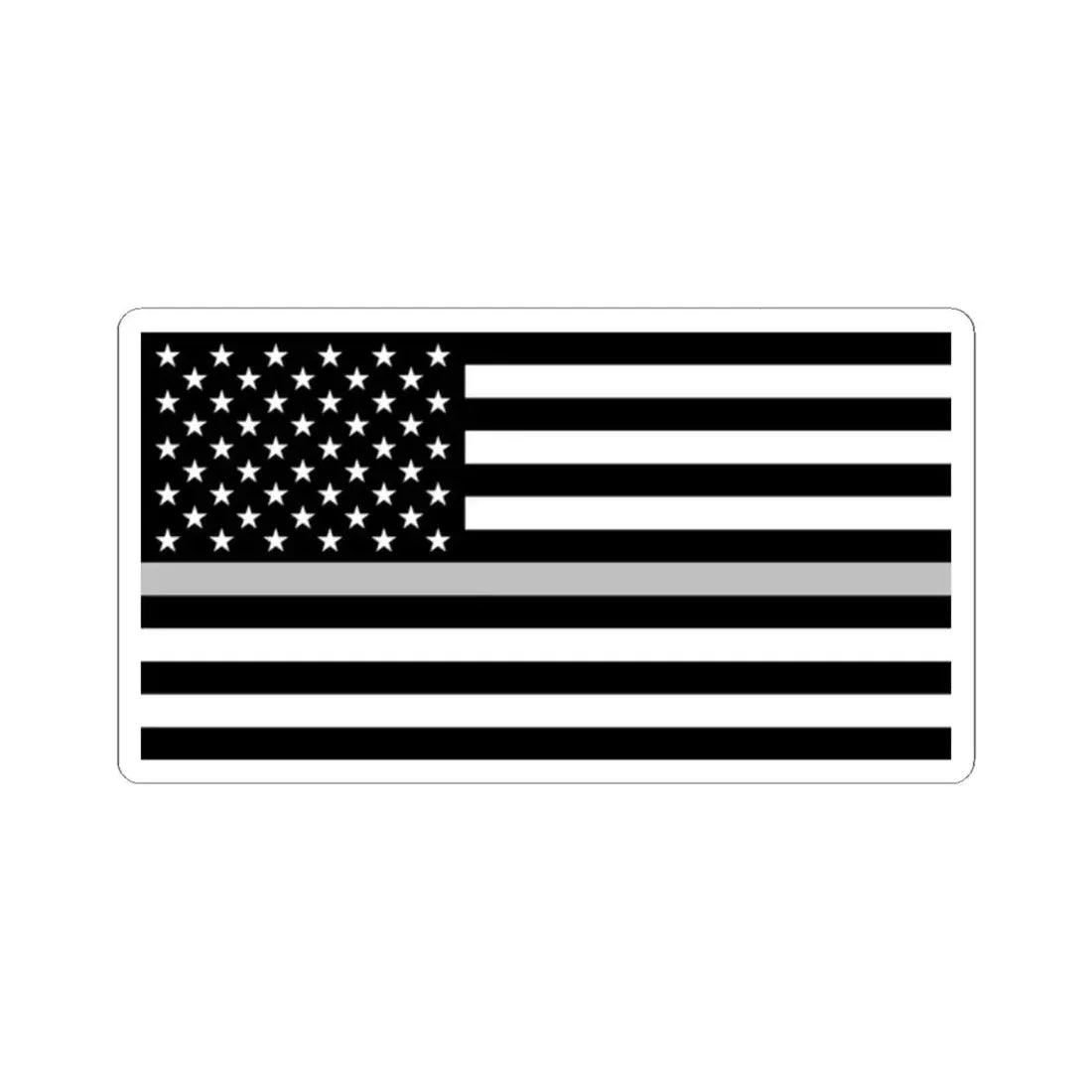 Thin Silver Line Flag United States (United States) STICKER Vinyl Kiss-Cut Decal 2 Inch White - The Sticker Space