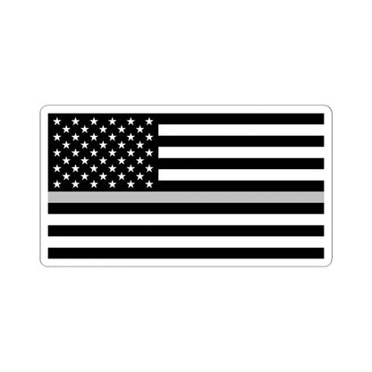 Thin Silver Line Flag United States (United States) STICKER Vinyl Kiss-Cut Decal 6 Inch White - The Sticker Space