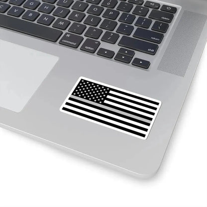 Thin Silver Line Flag United States (United States) STICKER Vinyl Kiss-Cut Decal - The Sticker Space