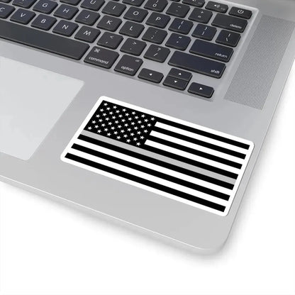 Thin Silver Line Flag United States (United States) STICKER Vinyl Kiss-Cut Decal - The Sticker Space
