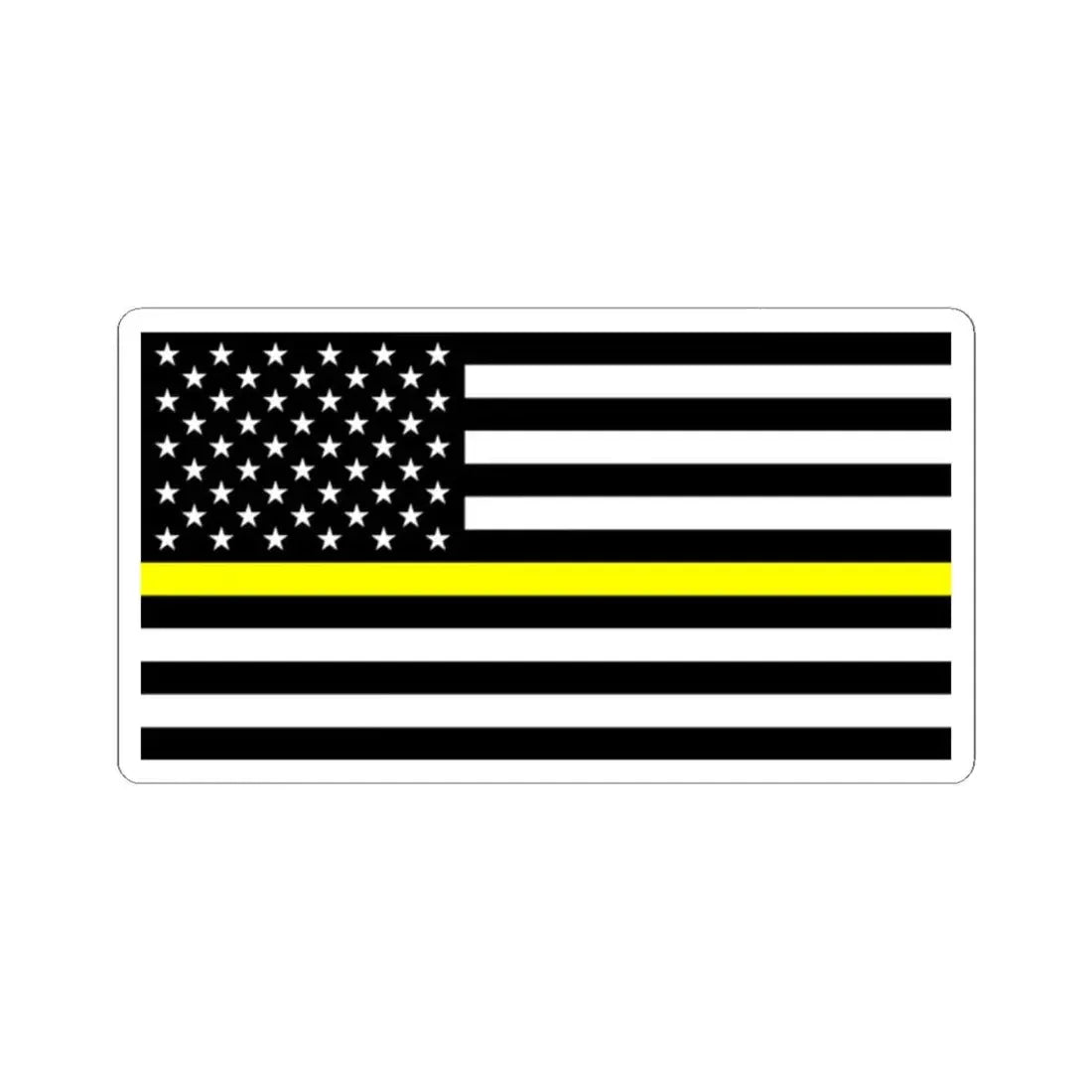 Thin Yellow Line Flag United States (United States) STICKER Vinyl Kiss-Cut Decal 2 Inch White - The Sticker Space