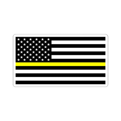 Thin Yellow Line Flag United States (United States) STICKER Vinyl Kiss-Cut Decal 3 Inch White - The Sticker Space
