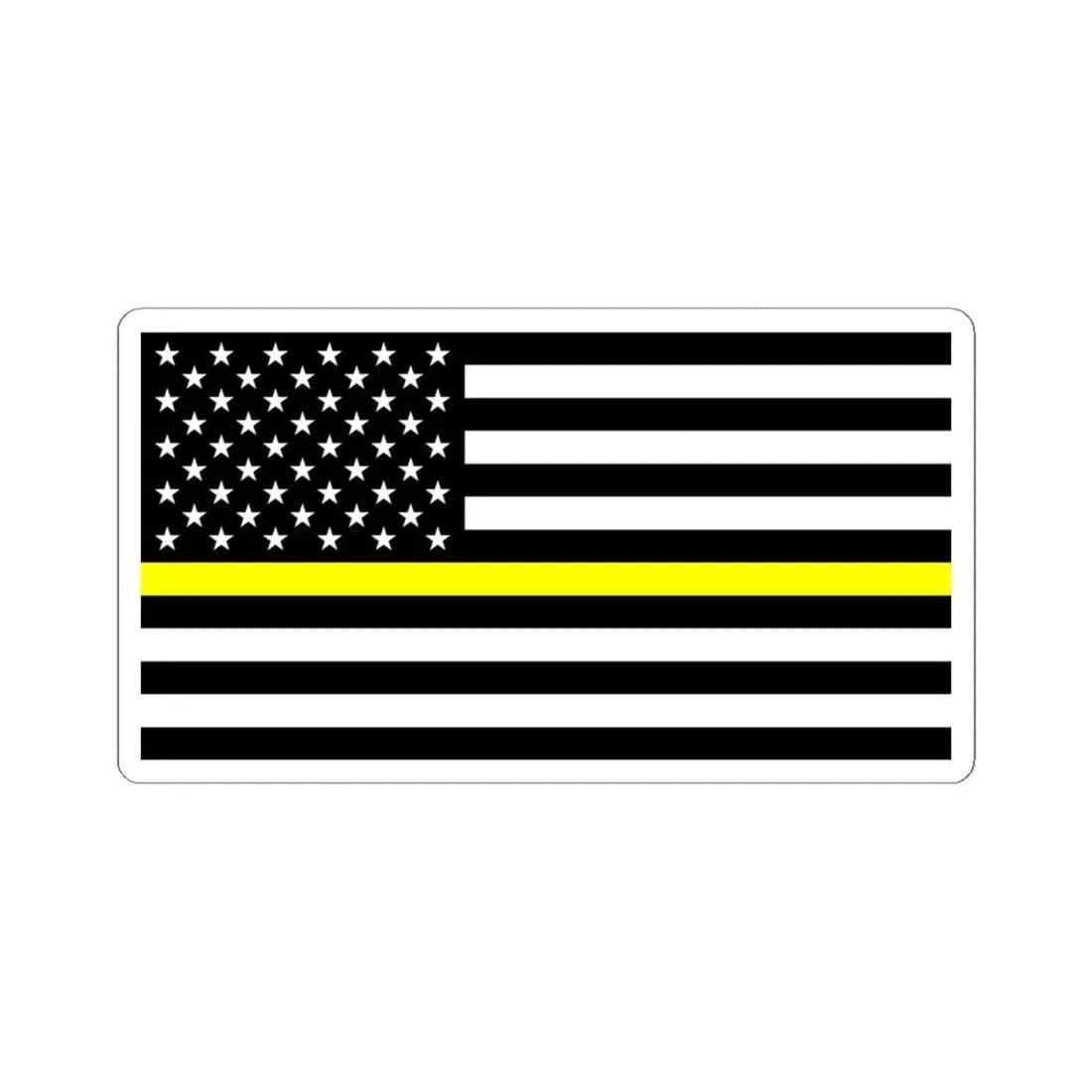 Thin Yellow Line Flag United States (United States) STICKER Vinyl Kiss-Cut Decal 4 Inch White - The Sticker Space