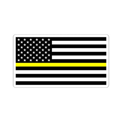 Thin Yellow Line Flag United States (United States) STICKER Vinyl Kiss-Cut Decal 4 Inch White - The Sticker Space