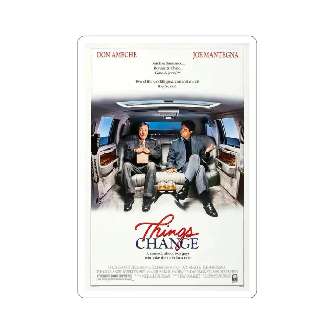 Things Change 1988 Movie Poster - STICKER Vinyl Kiss-Cut Decal 4 Inch White - The Sticker Space