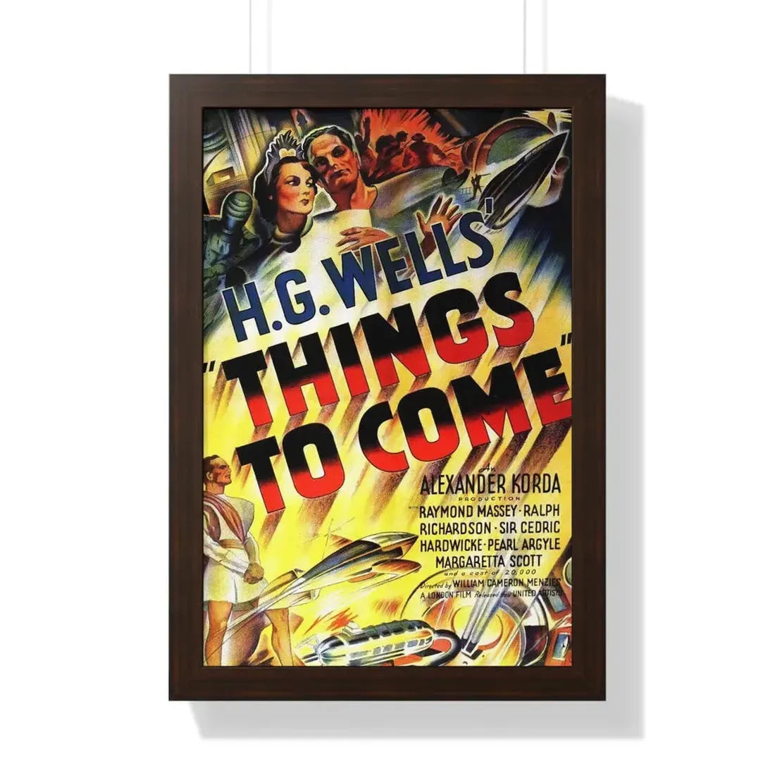 THINGS TO COME 1936 - Framed Movie Poster 16″ x 24″ Walnut - The Sticker Space