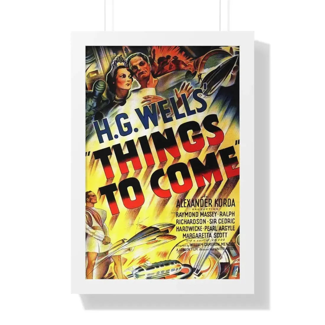 THINGS TO COME 1936 - Framed Movie Poster 16″ x 24″ White - The Sticker Space