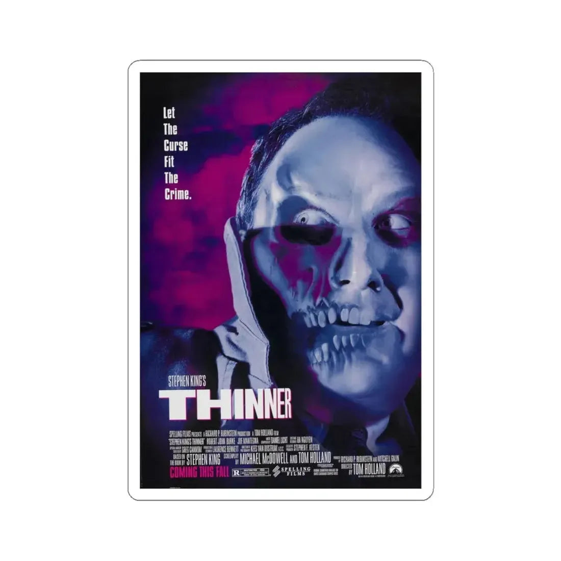 THINNER 1996 Movie Poster - STICKER Vinyl Kiss-Cut Decal 6 Inch White - The Sticker Space