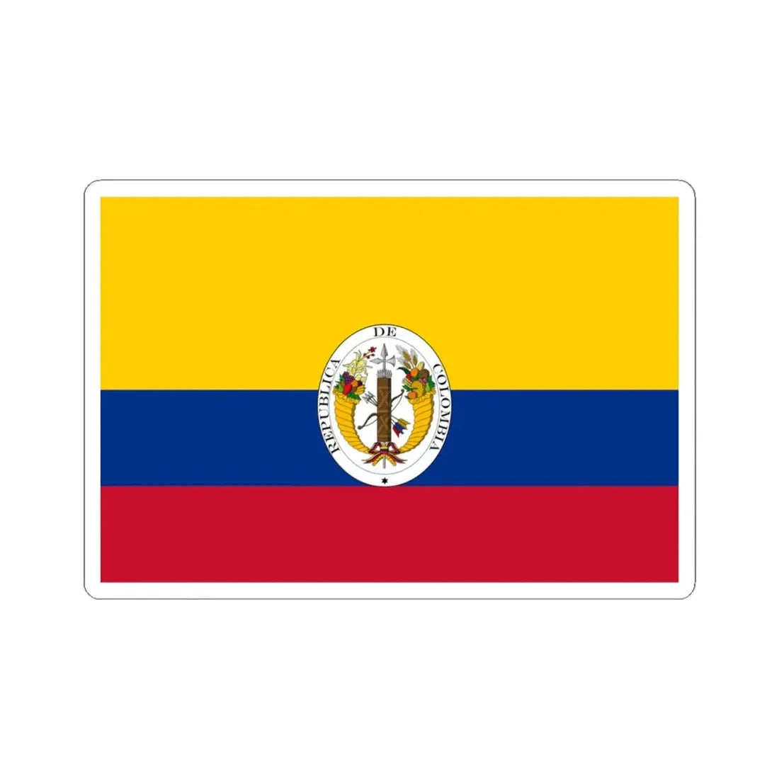Third flag of the Gran Colmbia 1821-1831 (Colombia) STICKER Vinyl Kiss-Cut Decal 4 Inch White - The Sticker Space