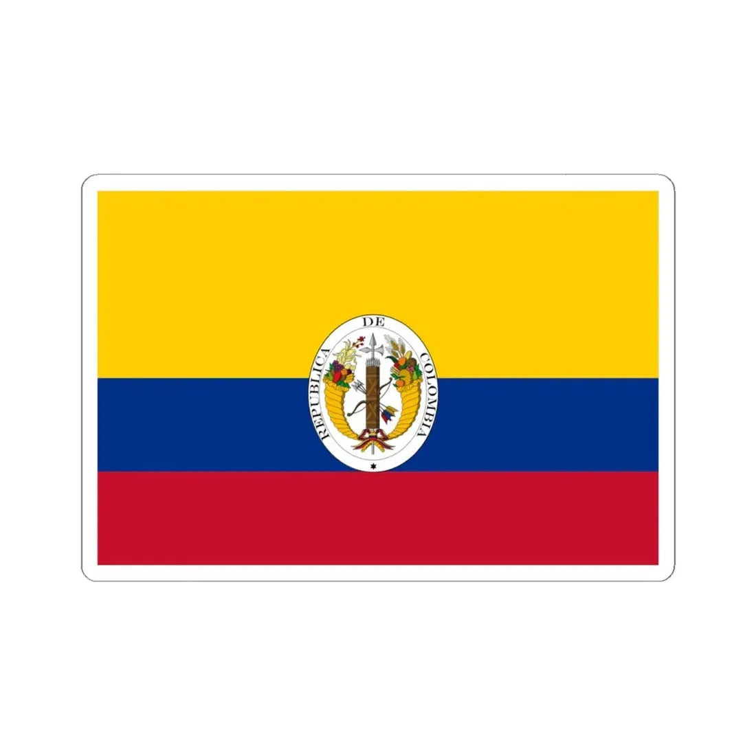Third flag of the Gran Colmbia 1821-1831 (Colombia) STICKER Vinyl Kiss-Cut Decal 6 Inch White - The Sticker Space