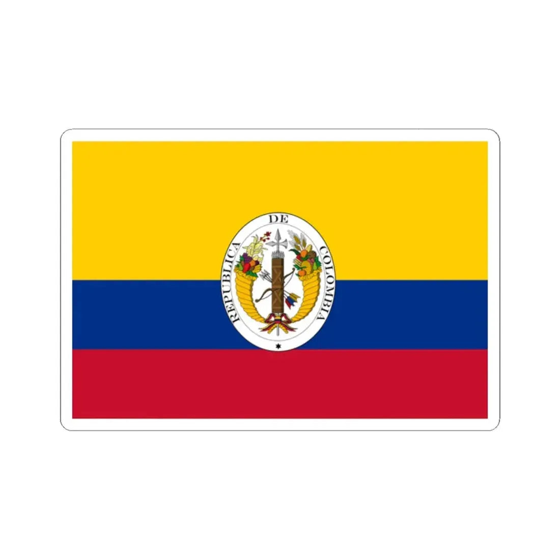Third flag of the Gran Colombia centered coat of arms (Colombia) STICKER Vinyl Kiss-Cut Decal 2 Inch White - The Sticker Space