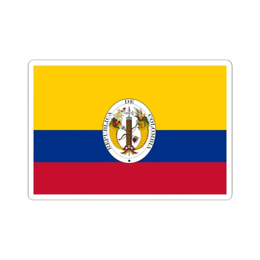 Third flag of the Gran Colombia centered coat of arms (Colombia) STICKER Vinyl Kiss-Cut Decal 2 Inch White - The Sticker Space