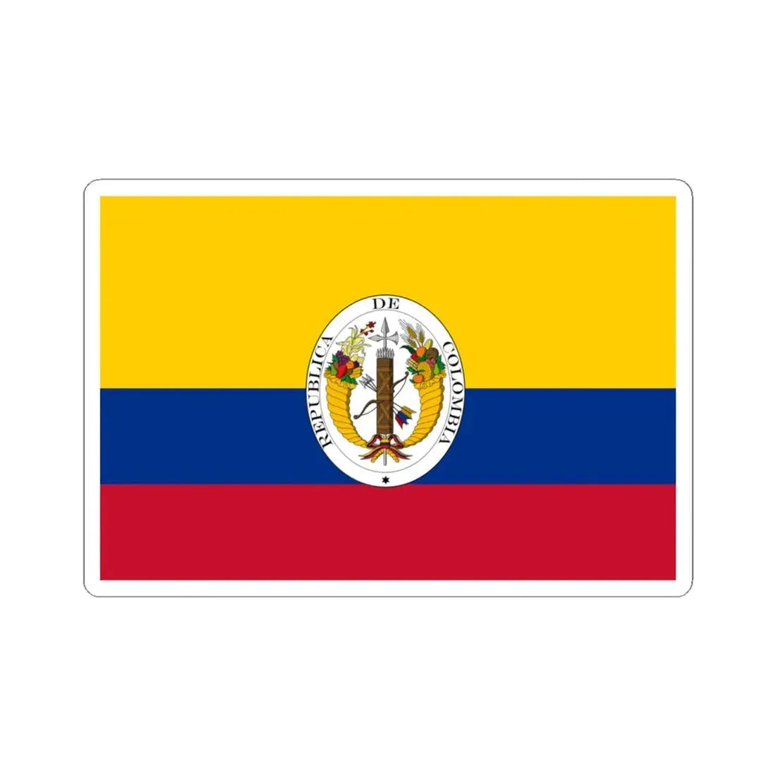 Third flag of the Gran Colombia centered coat of arms (Colombia) STICKER Vinyl Kiss-Cut Decal 4 Inch White - The Sticker Space