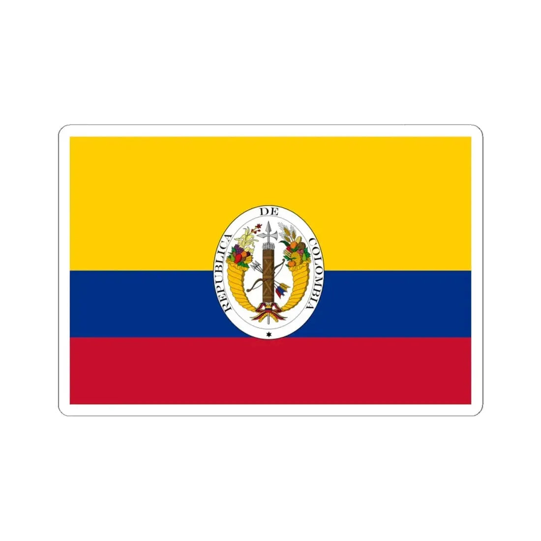 Third flag of the Gran Colombia centered coat of arms (Colombia) STICKER Vinyl Kiss-Cut Decal 6 Inch White - The Sticker Space