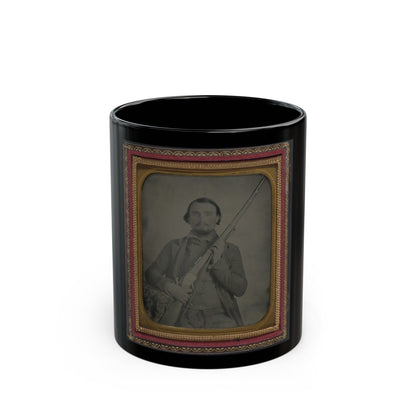 Third Lieutenant John Alphonso Beall Of Company D, 14th Texas Cavalry Regiment, With Berdan Sharps Rifle (U.S. Civil War) Black Coffee Mug-11oz-The Sticker Space