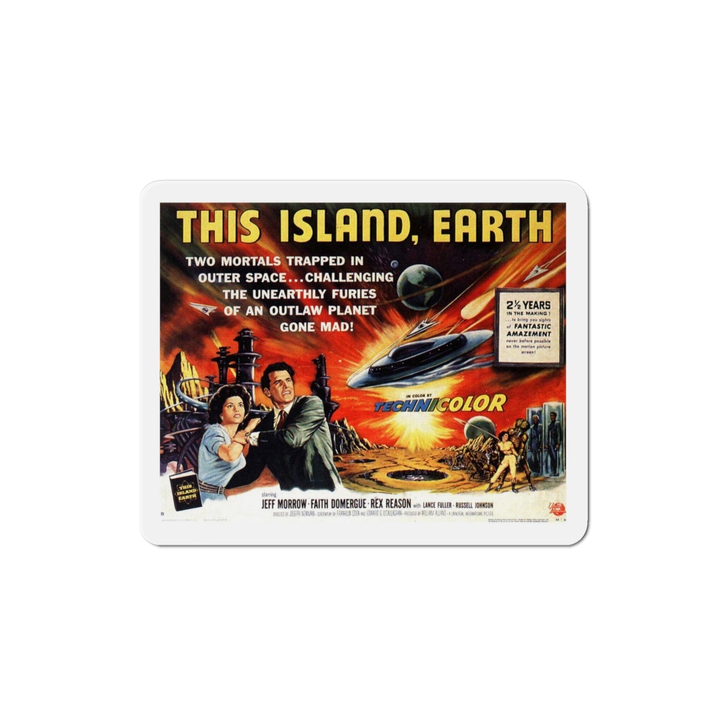 This Island Earth 1955 Movie Poster Die-Cut Magnet-3 Inch-The Sticker Space