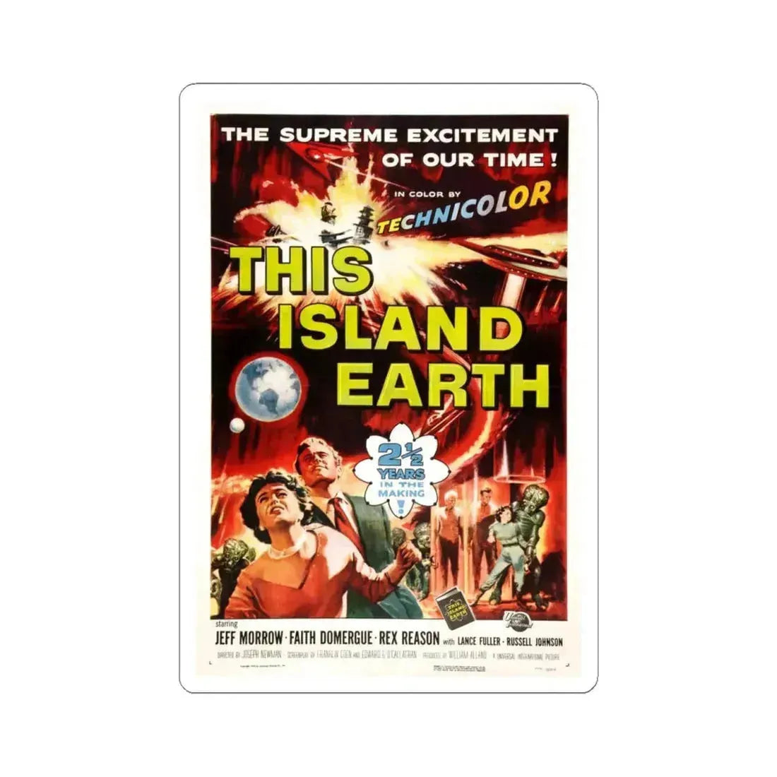 THIS ISLAND EARTH 1955 Movie Poster - STICKER Vinyl Kiss-Cut Decal 4 Inch White - The Sticker Space