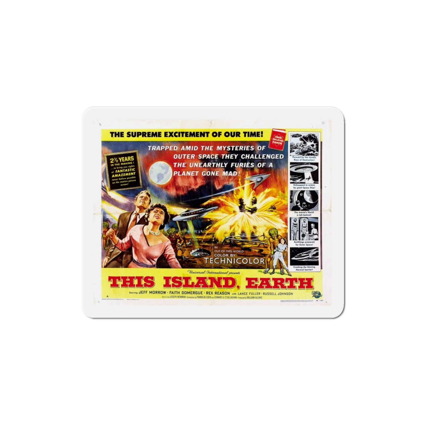 This Island Earth 1955 v2 Movie Poster Die-Cut Magnet-3 Inch-The Sticker Space