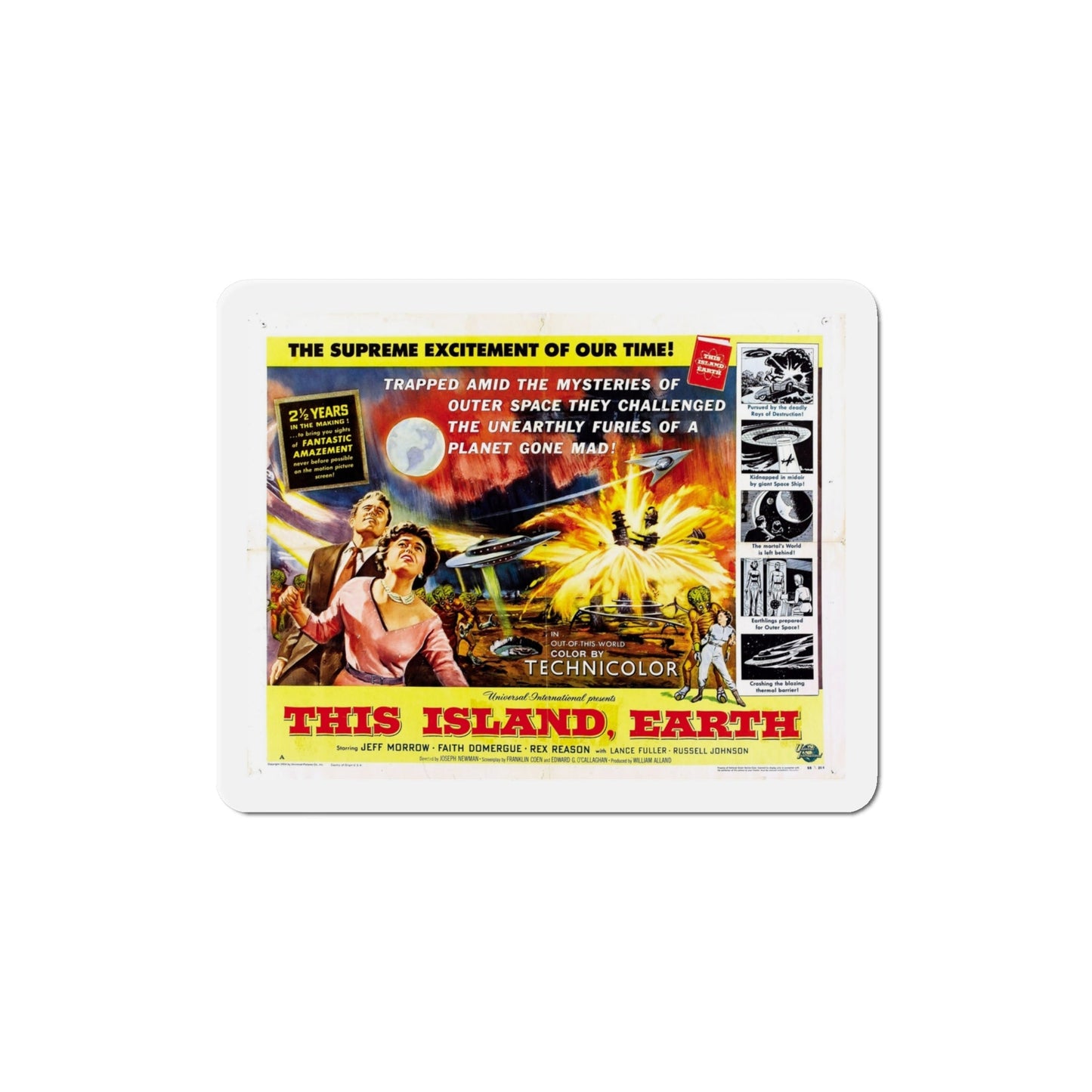 This Island Earth 1955 v2 Movie Poster Die-Cut Magnet-4 Inch-The Sticker Space