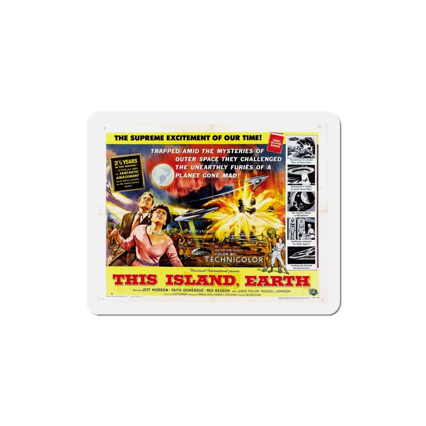This Island Earth 1955 v2 Movie Poster Die-Cut Magnet-5 Inch-The Sticker Space