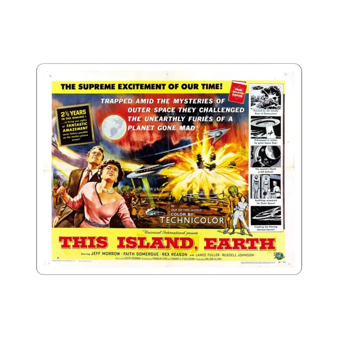This Island Earth 1955 v2 Movie Poster - STICKER Vinyl Kiss-Cut Decal 3 Inch White - The Sticker Space