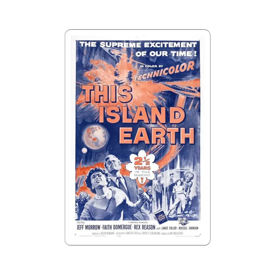 THIS ISLAND EARTH (3) 1955 Movie Poster - STICKER Vinyl Kiss-Cut Decal 4 Inch White - The Sticker Space
