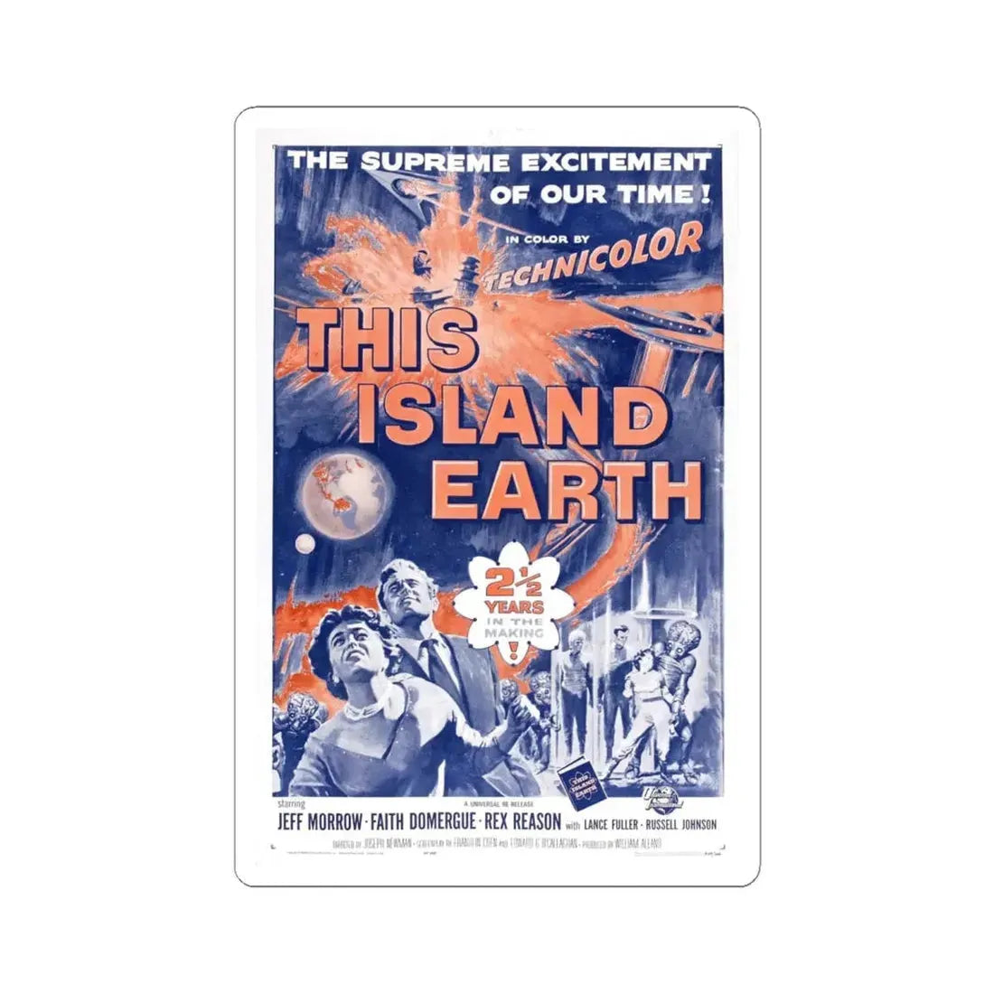 THIS ISLAND EARTH (3) 1955 Movie Poster - STICKER Vinyl Kiss-Cut Decal 6 Inch White - The Sticker Space
