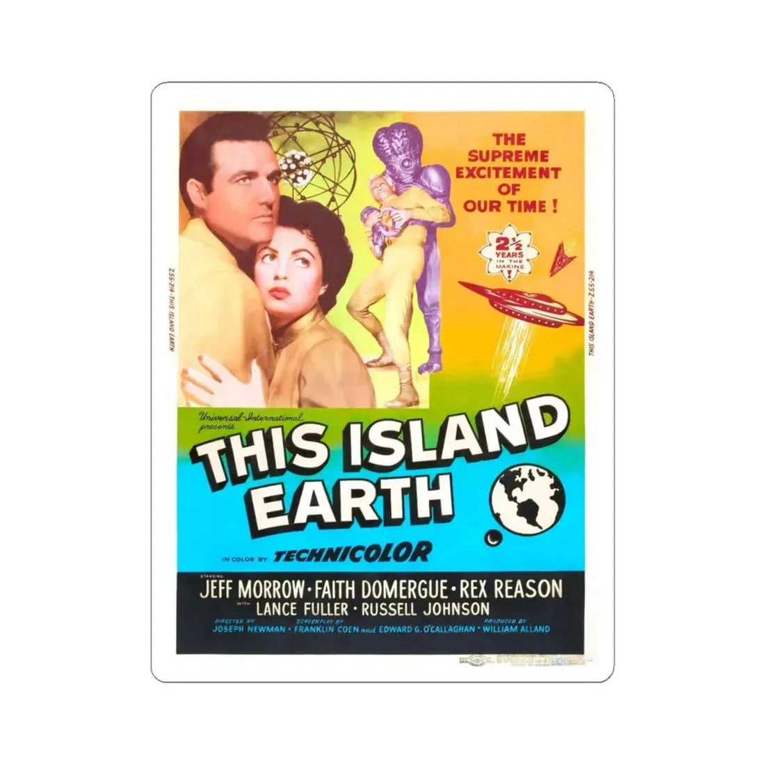 THIS ISLAND EARTH (4) 1955 Movie Poster - STICKER Vinyl Kiss-Cut Decal 4 Inch White - The Sticker Space