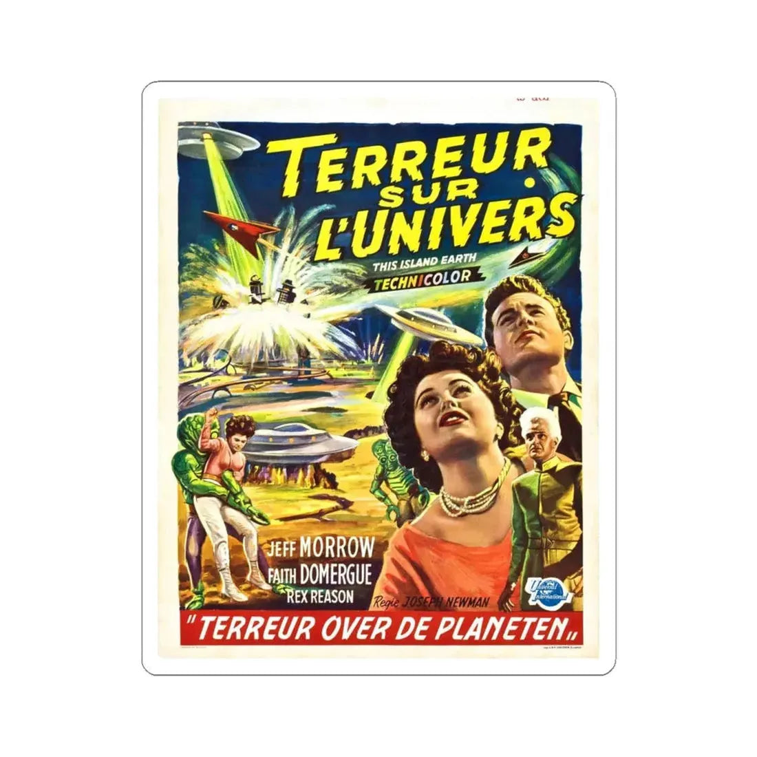 THIS ISLAND EARTH (BELGIAN) 1955 Movie Poster - STICKER Vinyl Kiss-Cut Decal 4 Inch White - The Sticker Space