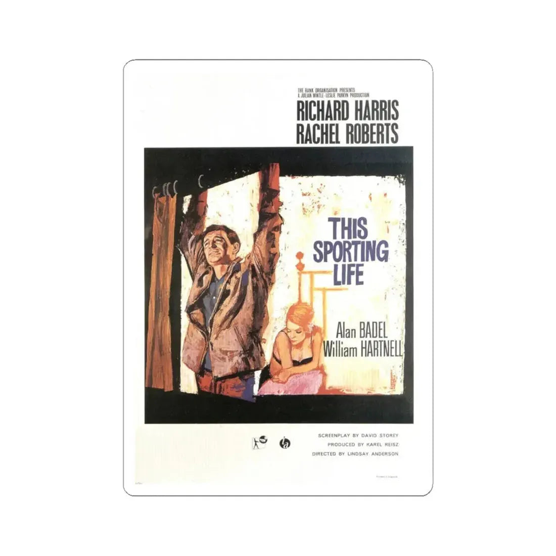 This Sporting Life 1963 Movie Poster - STICKER Vinyl Kiss-Cut Decal 6 Inch White - The Sticker Space