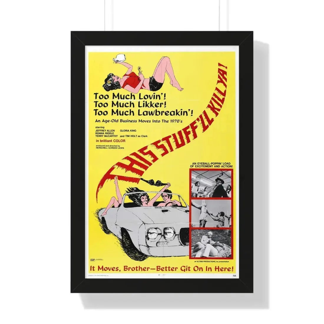 THIS STUFF'LL KILL YA! 1971 - Framed Movie Poster 16″ x 24″ Black - The Sticker Space