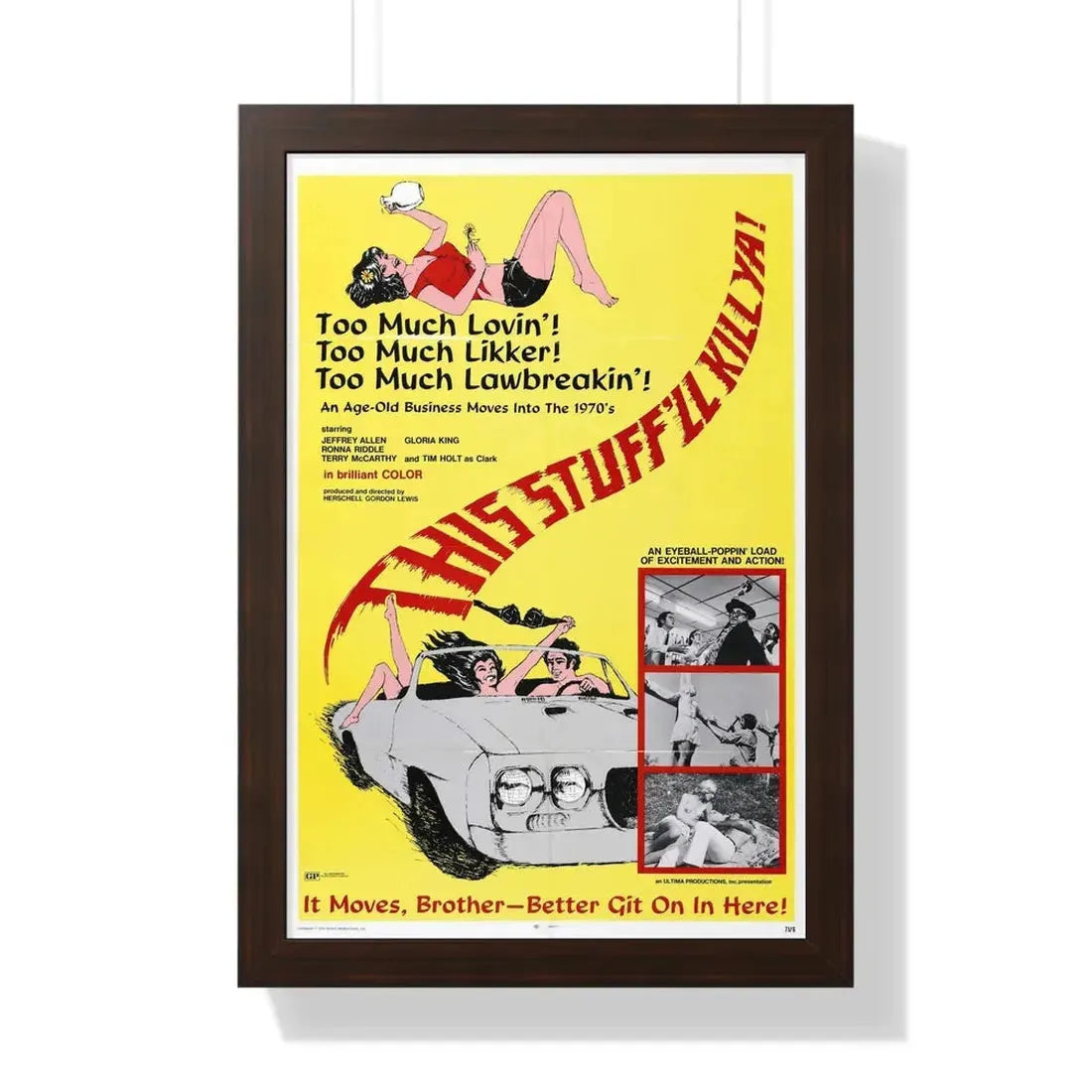 THIS STUFF'LL KILL YA! 1971 - Framed Movie Poster 16″ x 24″ Walnut - The Sticker Space